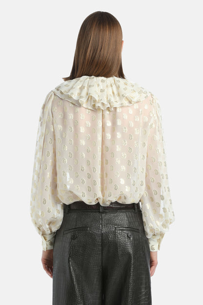 Luisa Spagnoli_Var Panna Oro_Latitudine - Silk Shirt with Lurex Details Ð Fashion Show_LATITUDINE_3916_02