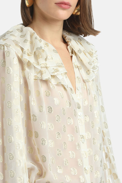 Luisa Spagnoli_Var Panna Oro_Latitudine - Silk Shirt with Lurex Details Ð Fashion Show_LATITUDINE_3916_03