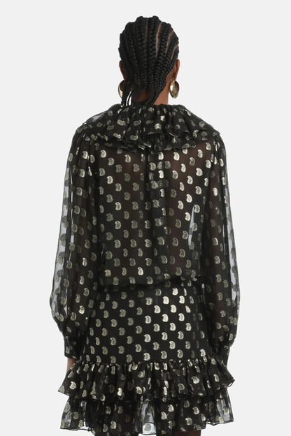 Luisa Spagnoli_Black-Gold_Latitudine - Silk Shirt With Lurex Details Ð Fashion Show_LATITUDINE_3947_03