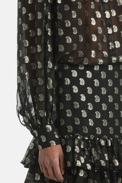 Luisa Spagnoli_Black-Gold_Latitudine - Silk Shirt With Lurex Details Ð Fashion Show_LATITUDINE_3947_05
