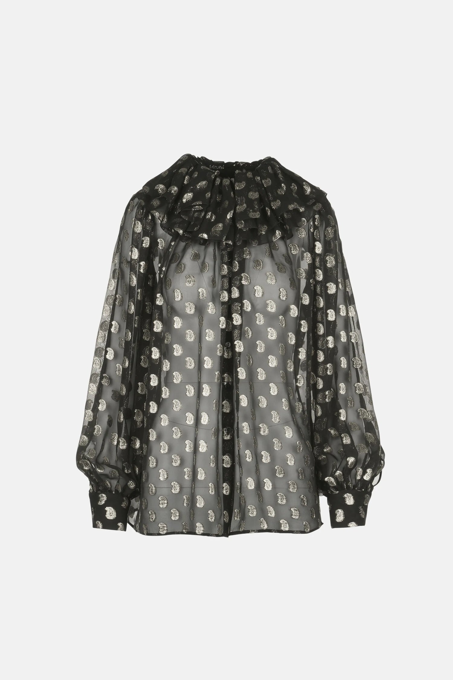 Luisa Spagnoli_Black-Gold_Latitudine - Silk Shirt With Lurex Details Ð Fashion Show_LATITUDINE_3947_07