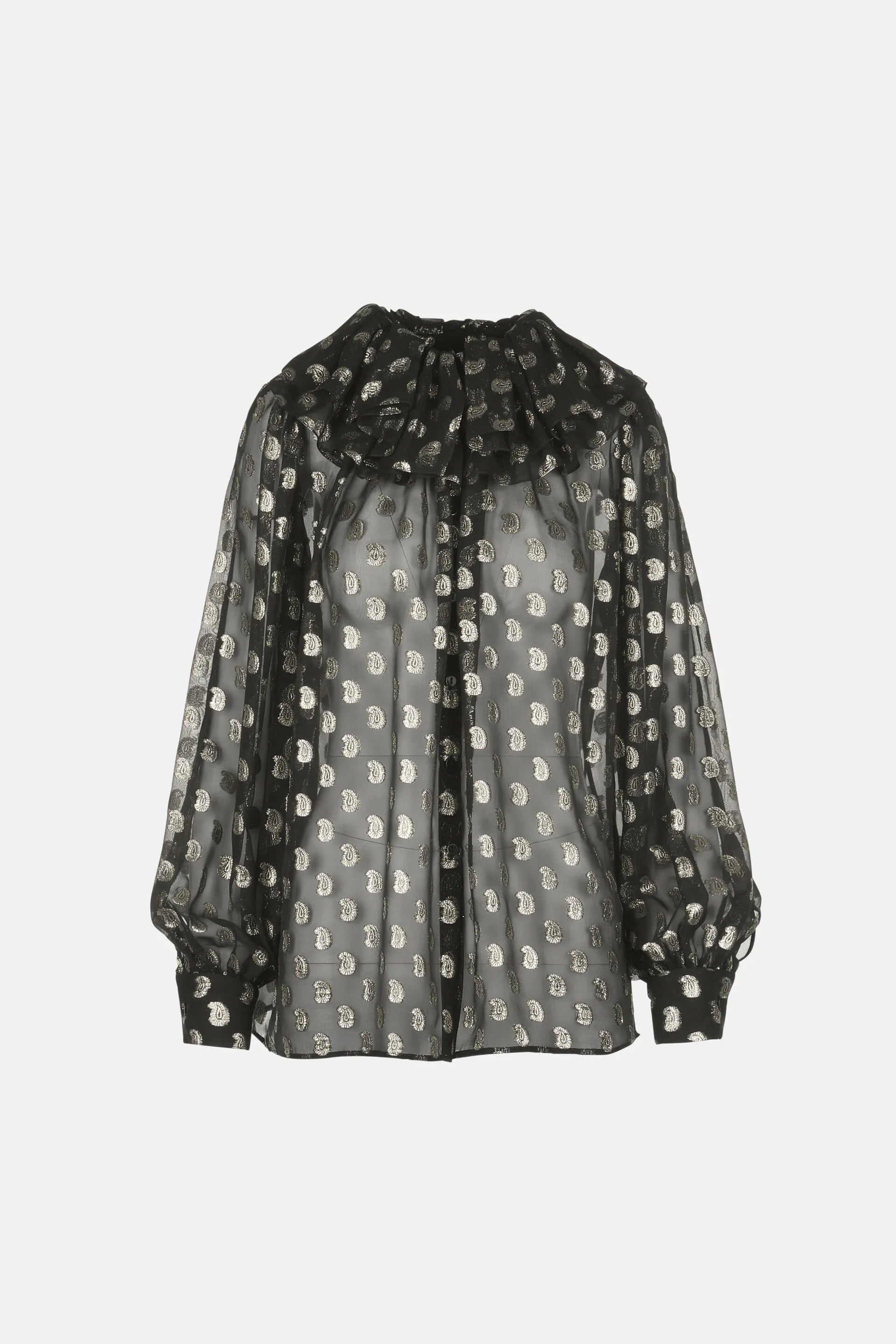 Luisa Spagnoli_Black-Gold_Latitudine - Silk Shirt With Lurex Details Ð Fashion Show_LATITUDINE_3947_07