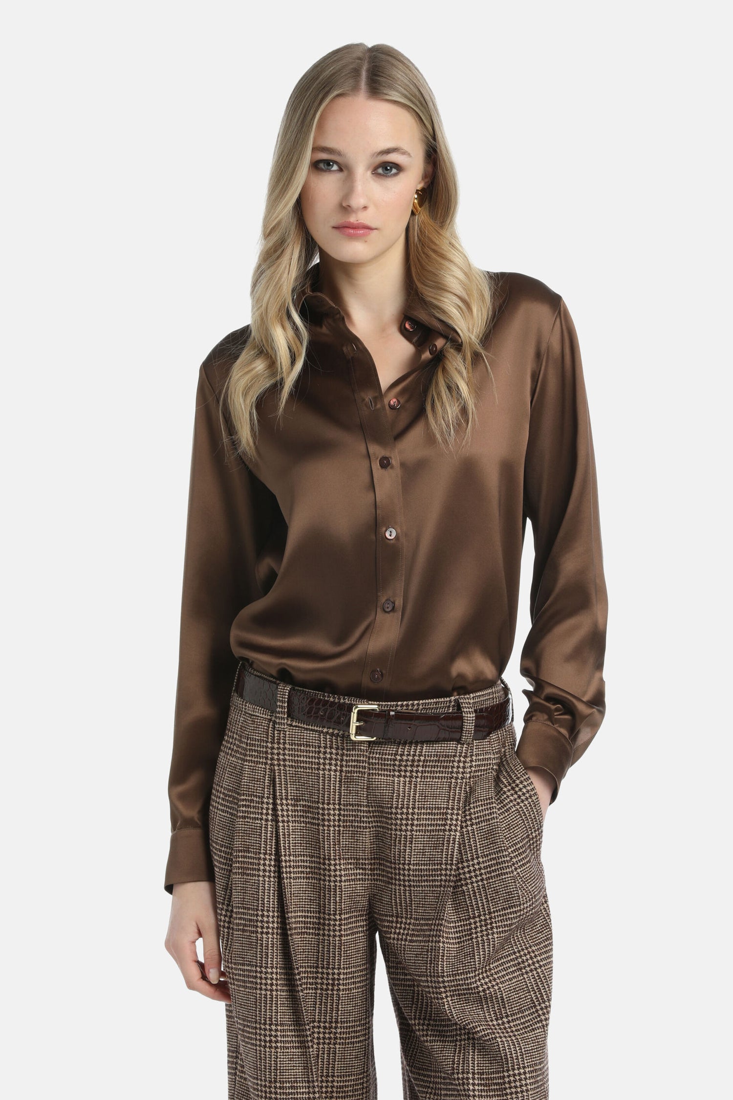 Luisa Spagnoli_Marrone_Latteria - Silk Shirt_LATTERIA_0930_01