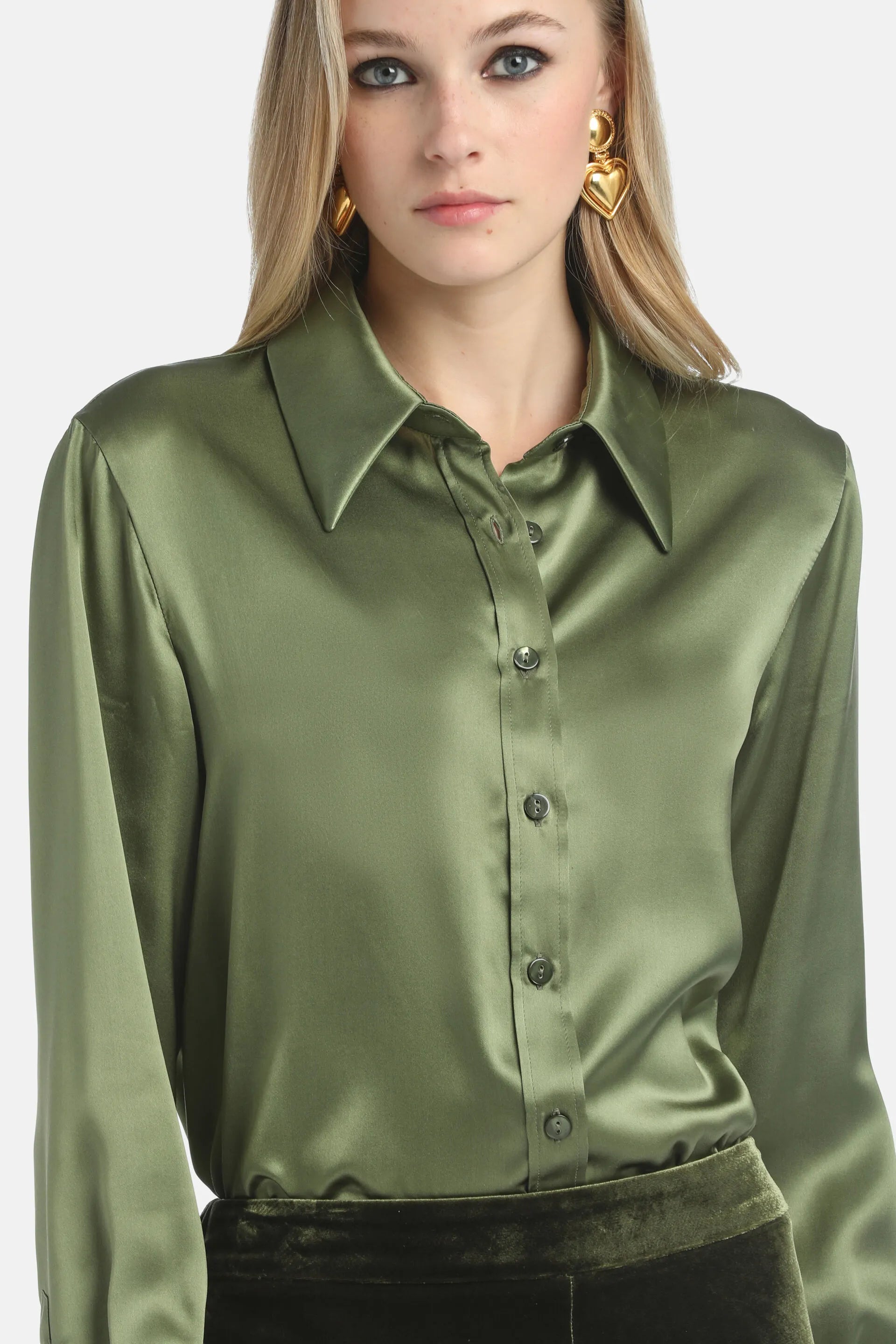 Luisa Spagnoli_Green_Latteria - Silk Shirt_LATTERIA_1712_03