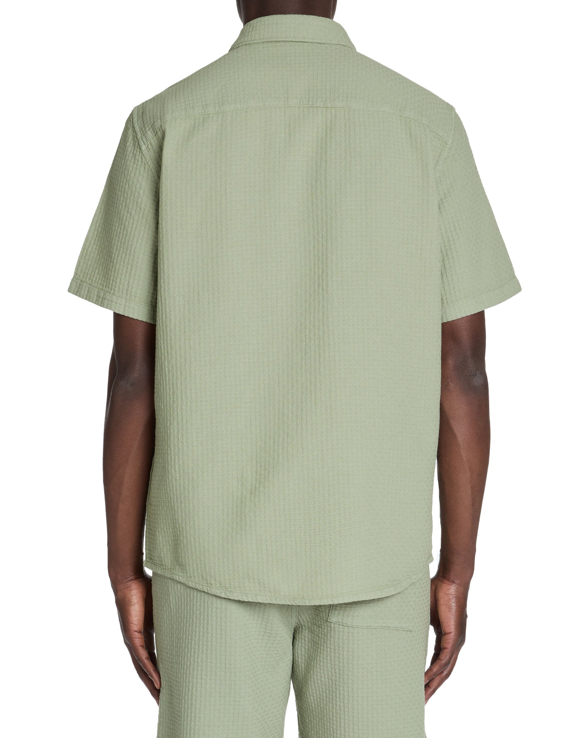 Celio_Green Regular 100% Cotton Waffle Shirt_LAWAFFLE_SAUGE_03