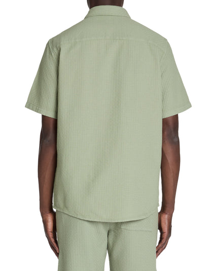 Celio_Green Regular 100% Cotton Waffle Shirt_LAWAFFLE_SAUGE_03