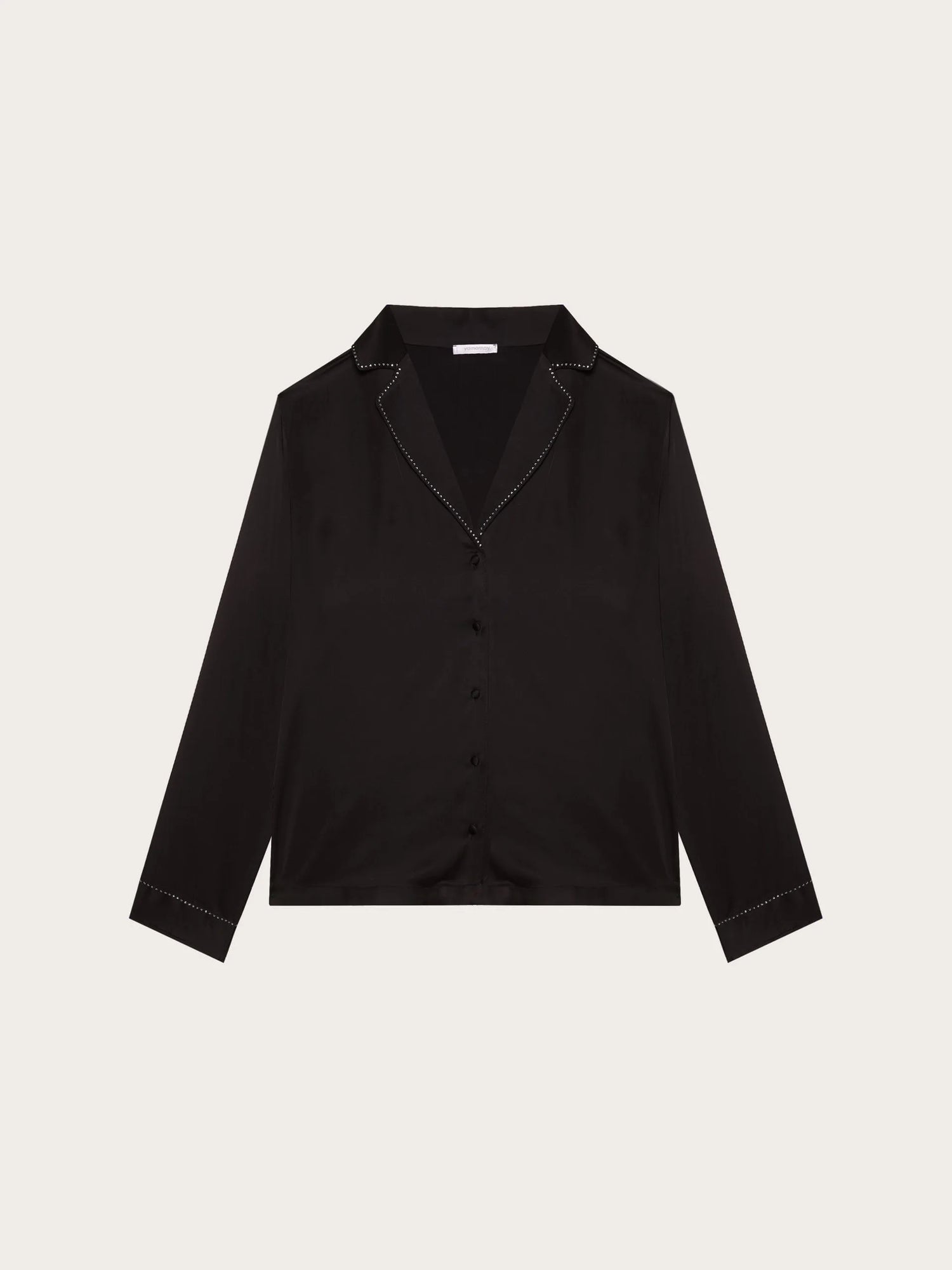 Yamamay_Black_Viscose Satin Shirt with Rhinestone Details Bright Satin_LCDD184001_072_04