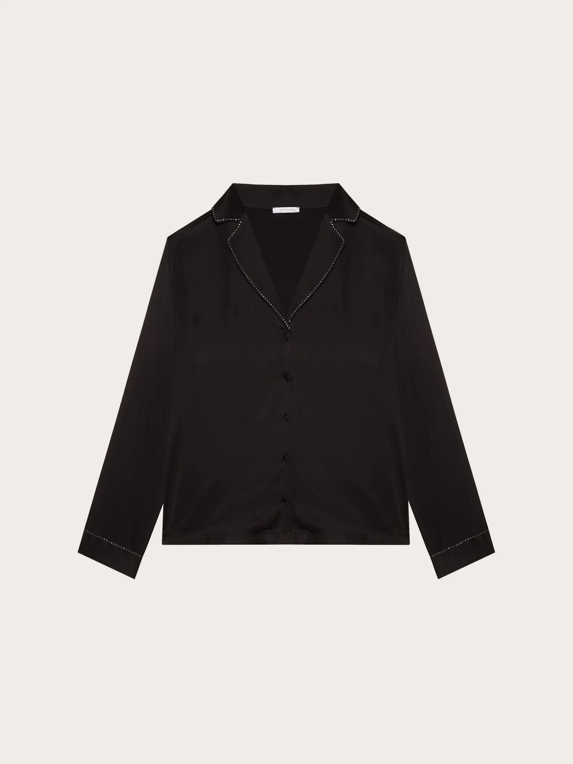 Yamamay_Black_Viscose Satin Shirt with Rhinestone Details Bright Satin_LCDD184001_072_04