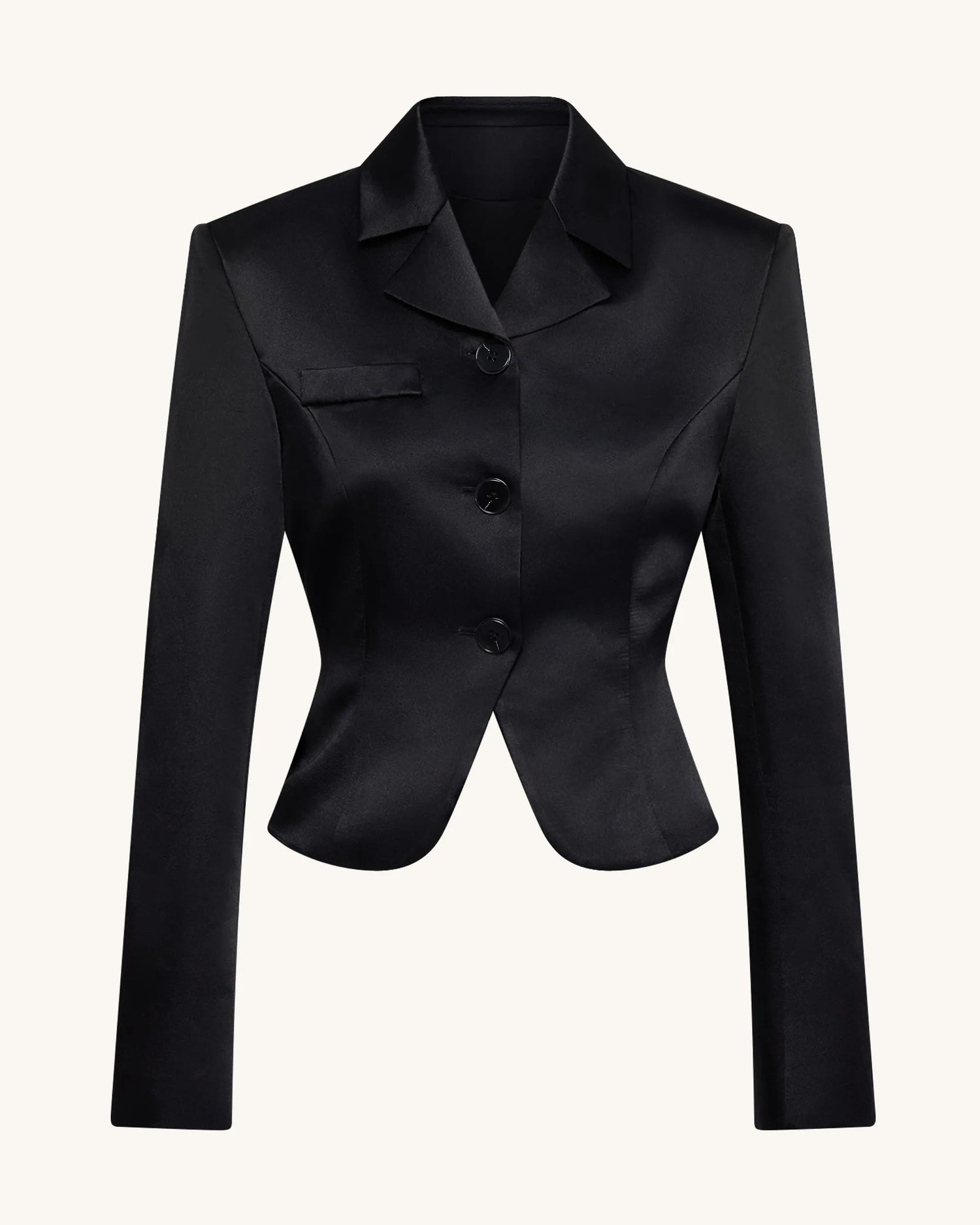 JW PEI_Black_Satin Sculpted Waist Cropped Blazer_LCO103-1_Black_02