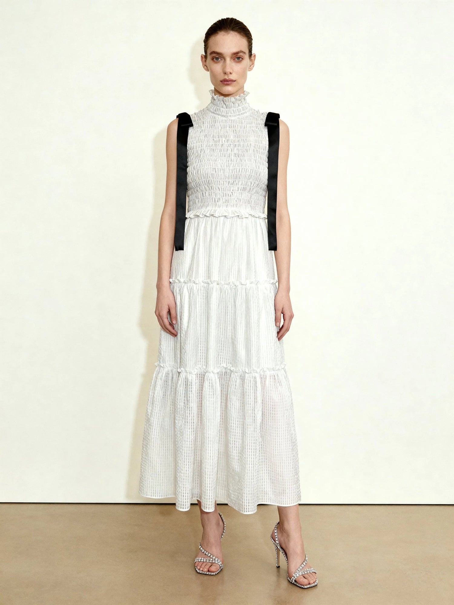 JW PEI_White_High-Neck Sleeveless Smocked Three-Tier Maxi Dress_LDS217-2_White_01