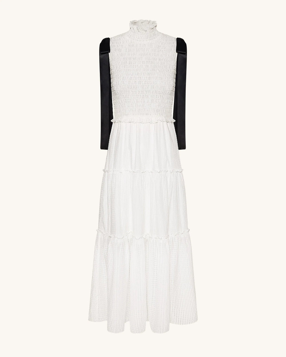 JW PEI_White_High-Neck Sleeveless Smocked Three-Tier Maxi Dress_LDS217-2_White_02