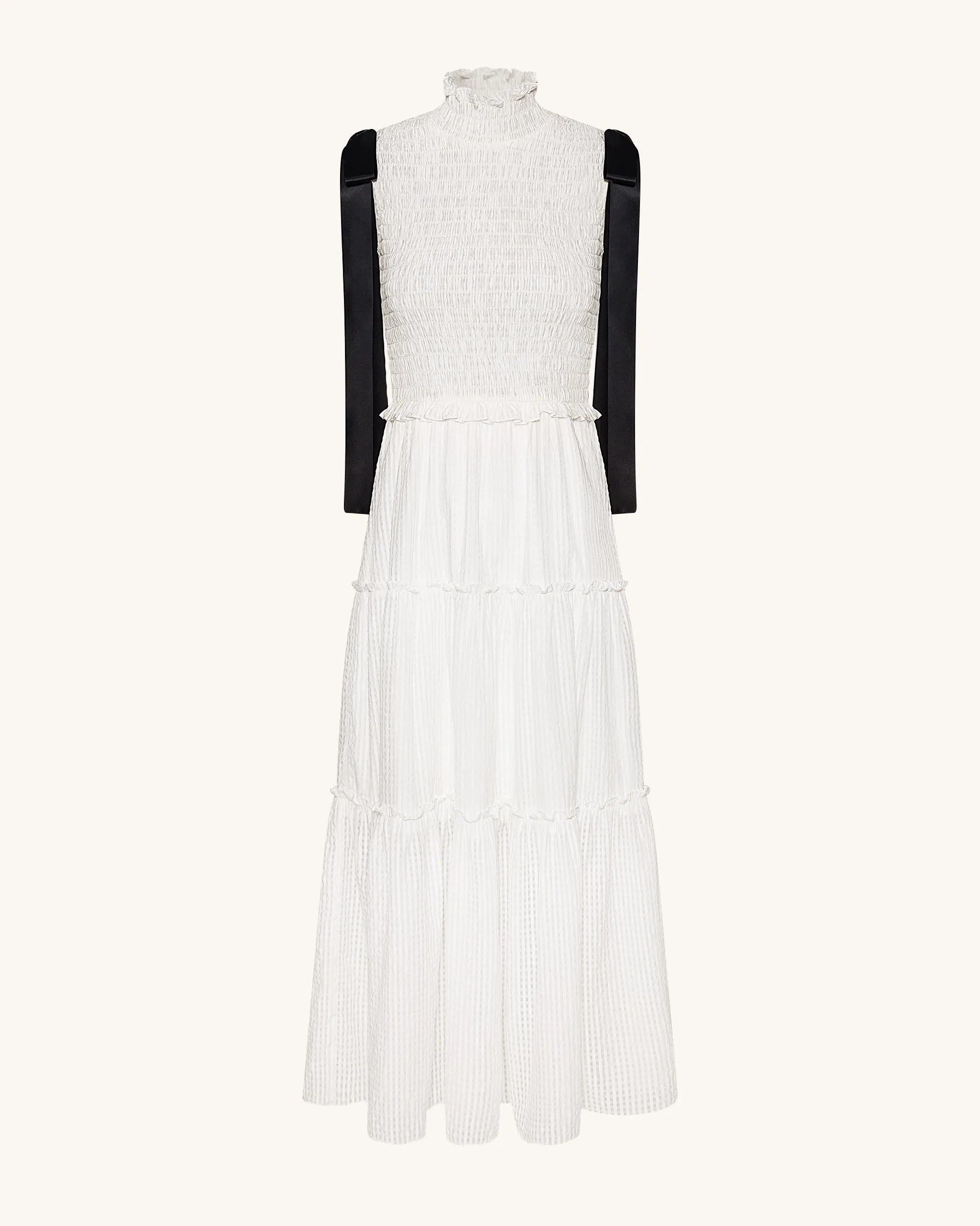 JW PEI_White_High-Neck Sleeveless Smocked Three-Tier Maxi Dress_LDS217-2_White_02