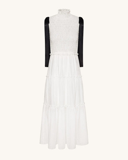 JW PEI_White_High-Neck Sleeveless Smocked Three-Tier Maxi Dress_LDS217-2_White_02