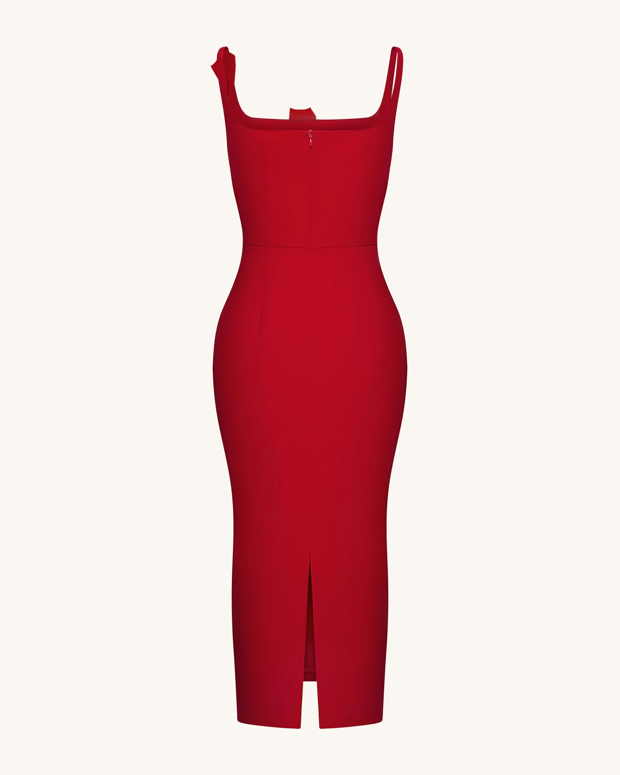 JW PEI_Red_3D Floral AppliquŽ Square-Neck Sheath Midaxi Dress_LDS233-4_Red_05