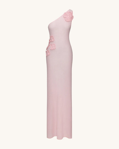 JW PEI Pink Women 3D Floral Embellished One-Shoulder Maxi Gown  SKU: LDS313-4_Pink Image 01