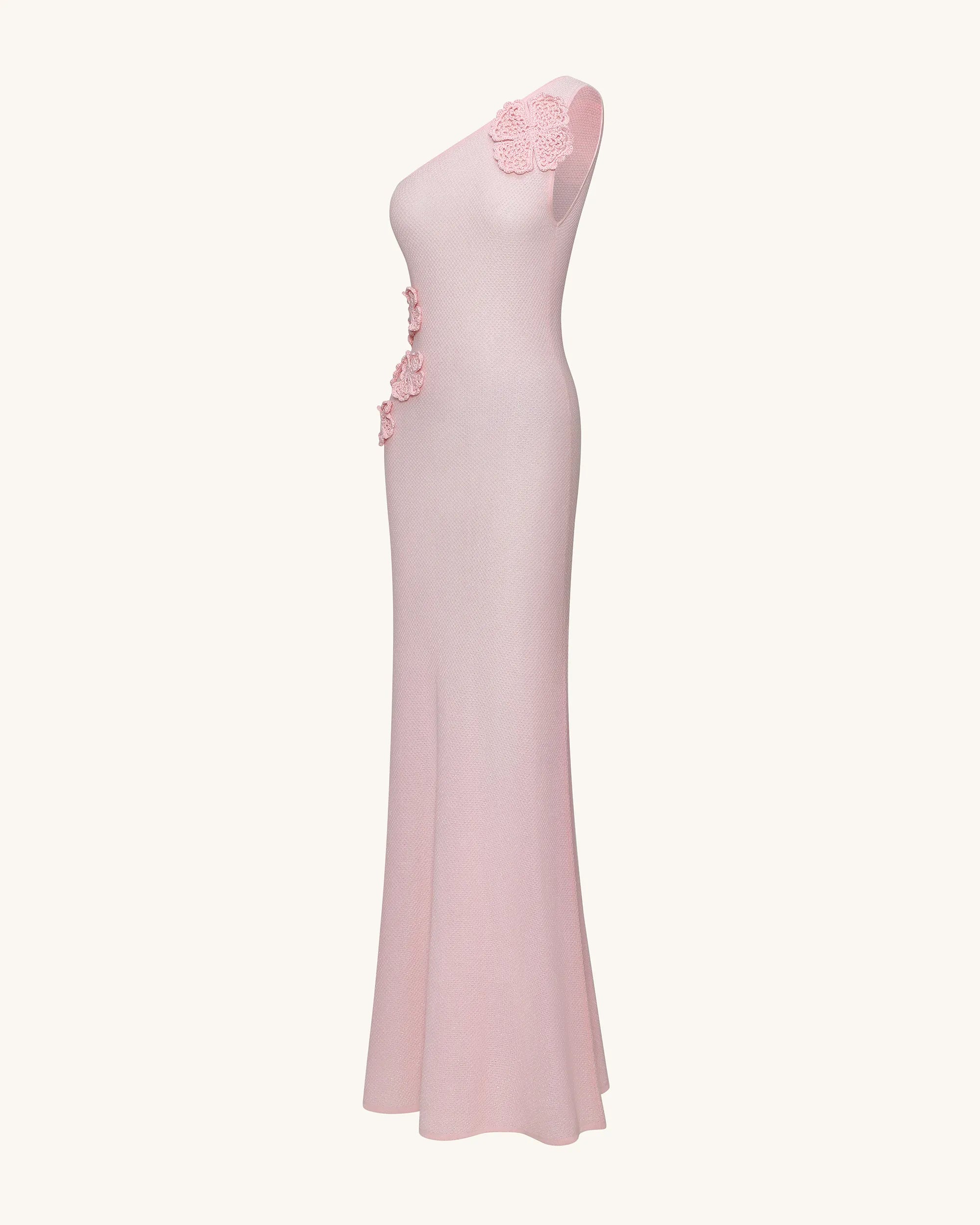 JW PEI Pink Women 3D Floral Embellished One-Shoulder Maxi Gown  SKU: LDS313-4_Pink Image 02
