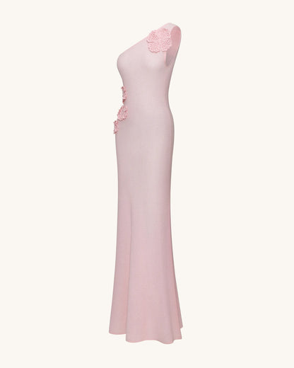 JW PEI Pink Women 3D Floral Embellished One-Shoulder Maxi Gown  SKU: LDS313-4_Pink Image 02