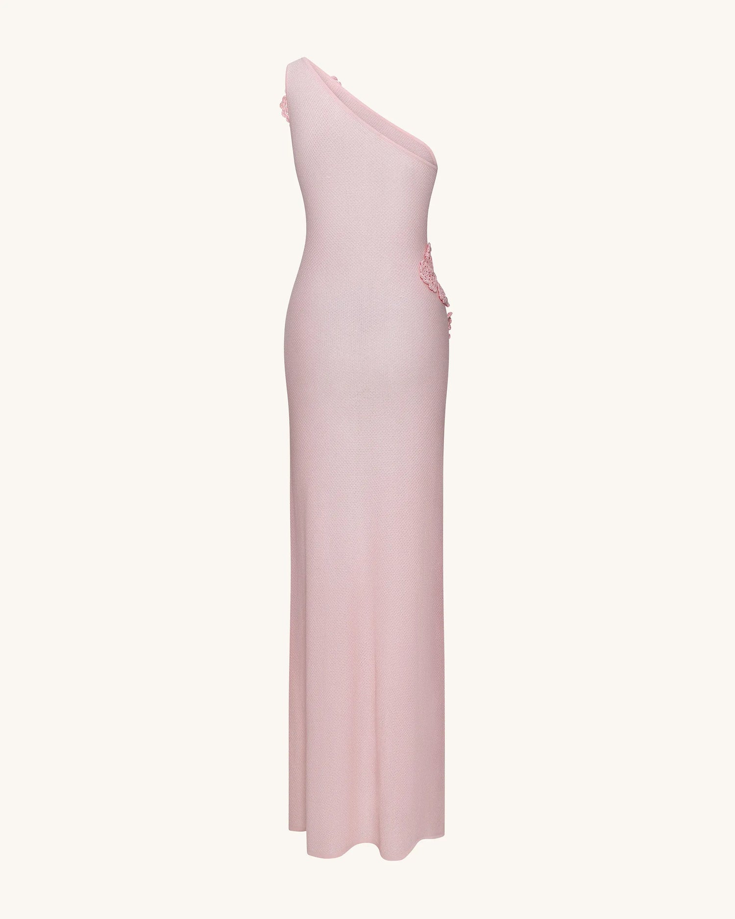 JW PEI Pink Women 3D Floral Embellished One-Shoulder Maxi Gown  SKU: LDS313-4_Pink Image 03
