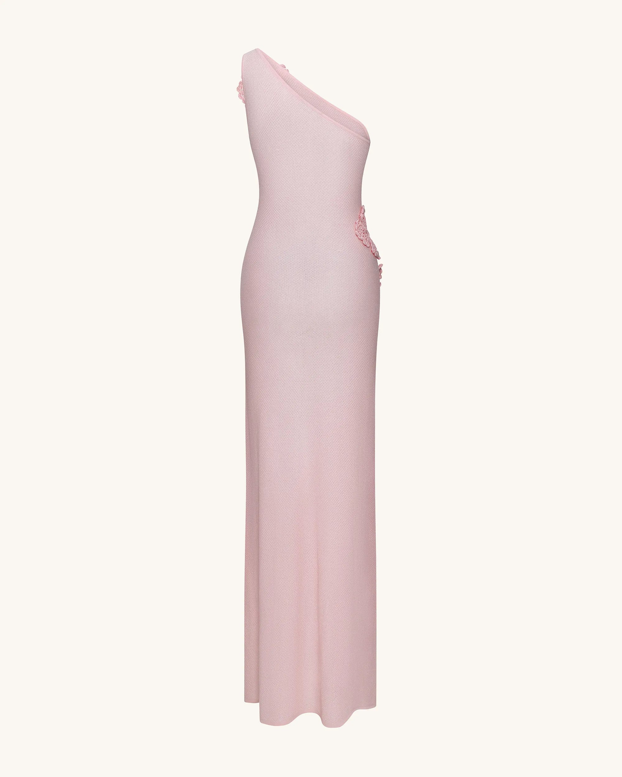 JW PEI Pink Women 3D Floral Embellished One-Shoulder Maxi Gown  SKU: LDS313-4_Pink Image 03