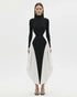 JW PEI Black Women Monochrome Paneled Long-Sleeve Maxi Dress  SKU: LDS335-1_Black Image 01