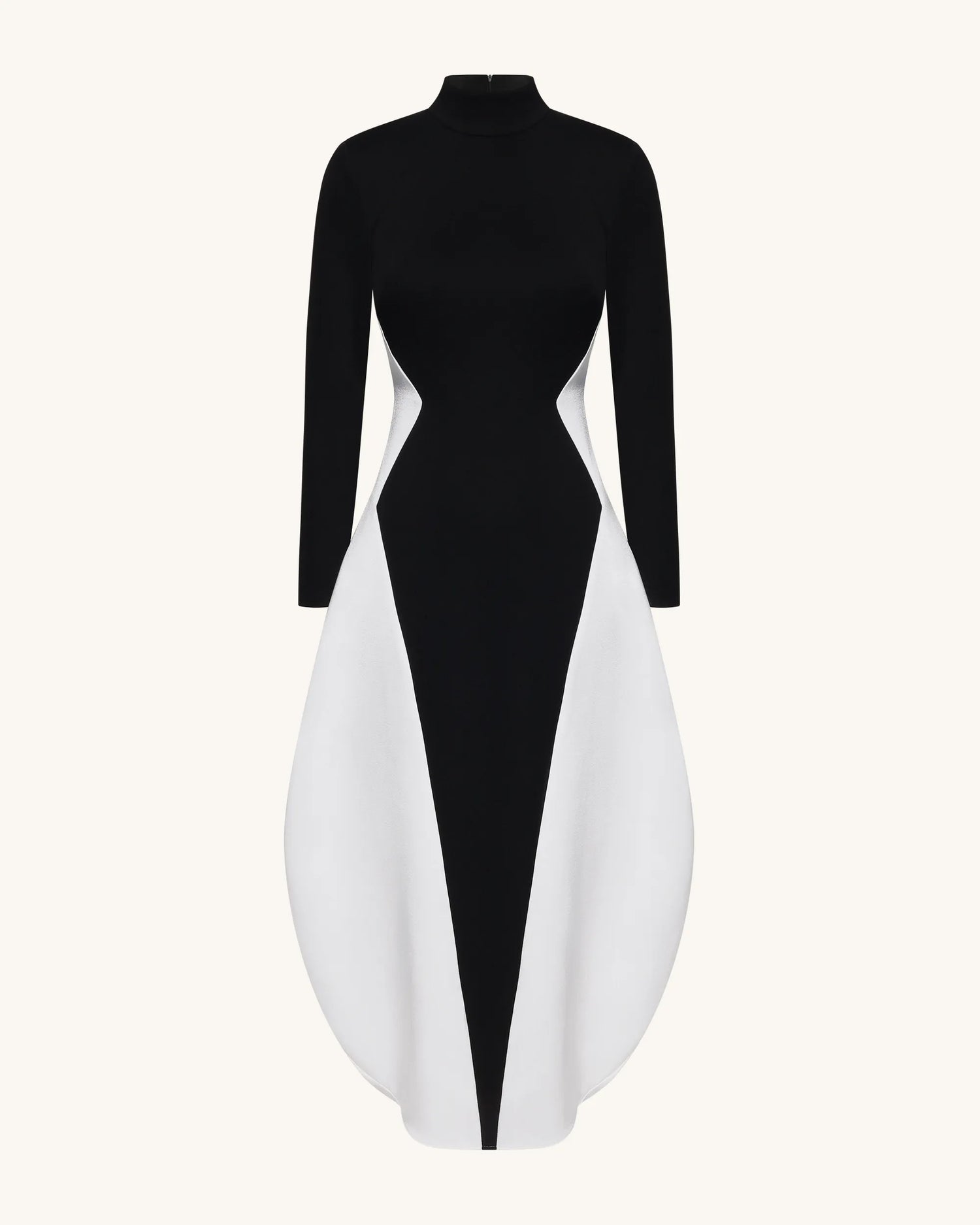 JW PEI Black Women Monochrome Paneled Long-Sleeve Maxi Dress  SKU: LDS335-1_Black Image 02
