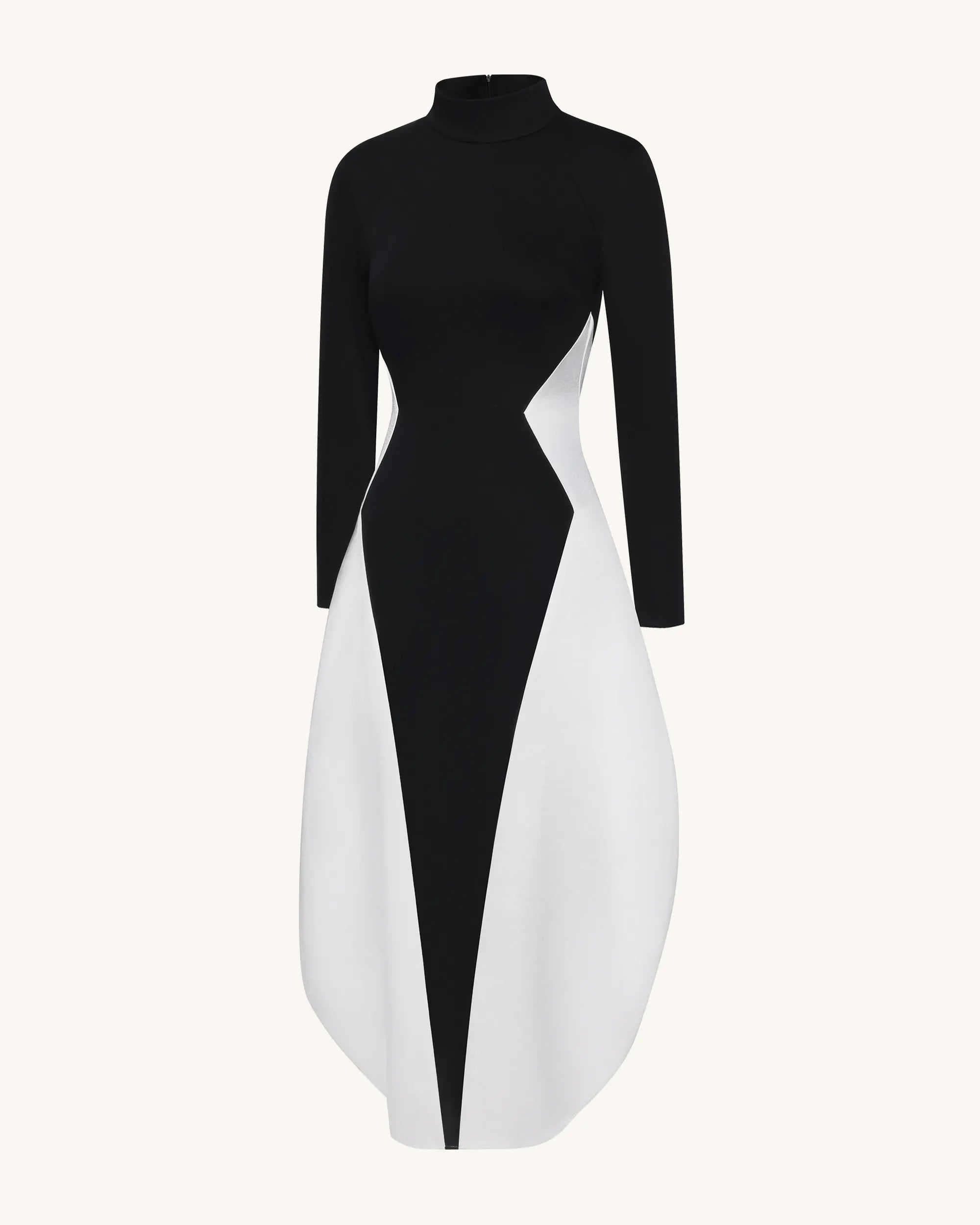 JW PEI Black Women Monochrome Paneled Long-Sleeve Maxi Dress  SKU: LDS335-1_Black Image 03
