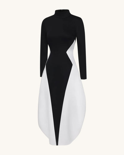 JW PEI Black Women Monochrome Paneled Long-Sleeve Maxi Dress  SKU: LDS335-1_Black Image 03