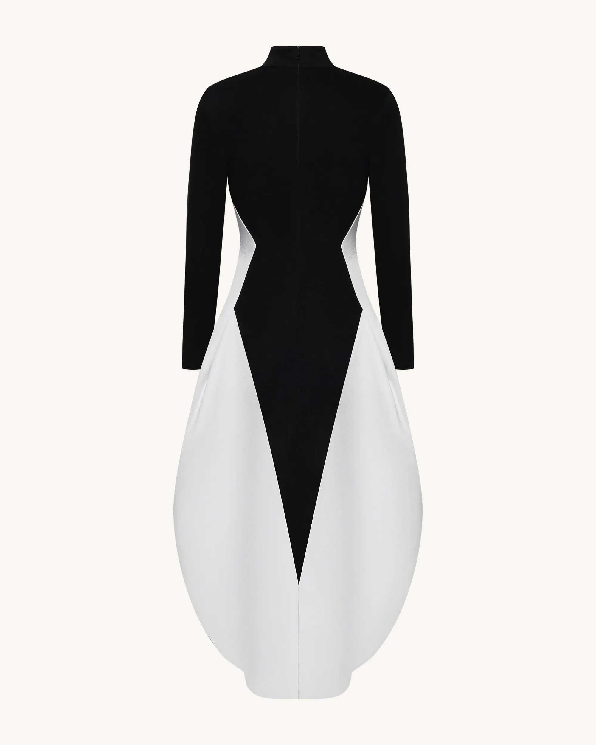 JW PEI Black Women Monochrome Paneled Long-Sleeve Maxi Dress  SKU: LDS335-1_Black Image 04