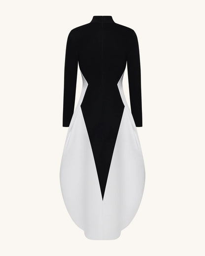 JW PEI Black Women Monochrome Paneled Long-Sleeve Maxi Dress  SKU: LDS335-1_Black Image 04