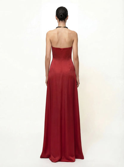 JW Pei Ruby Women Iris Floral Print Halter Maxi Dress SKU: LDS378-4_Ruby Image 02