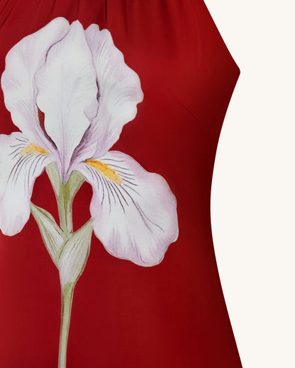 JW Pei Ruby Women Iris Floral Print Halter Maxi Dress SKU: LDS378-4_Ruby Image 05