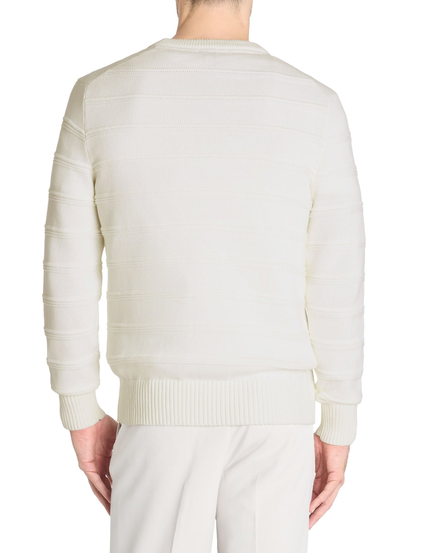 Celio_Ecru 100% Cotton Round-Neck Sweater_LEAARON_ECRU_03