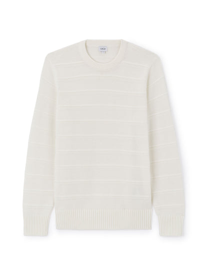 Celio_Ecru 100% Cotton Round-Neck Sweater_LEAARON_ECRU_04