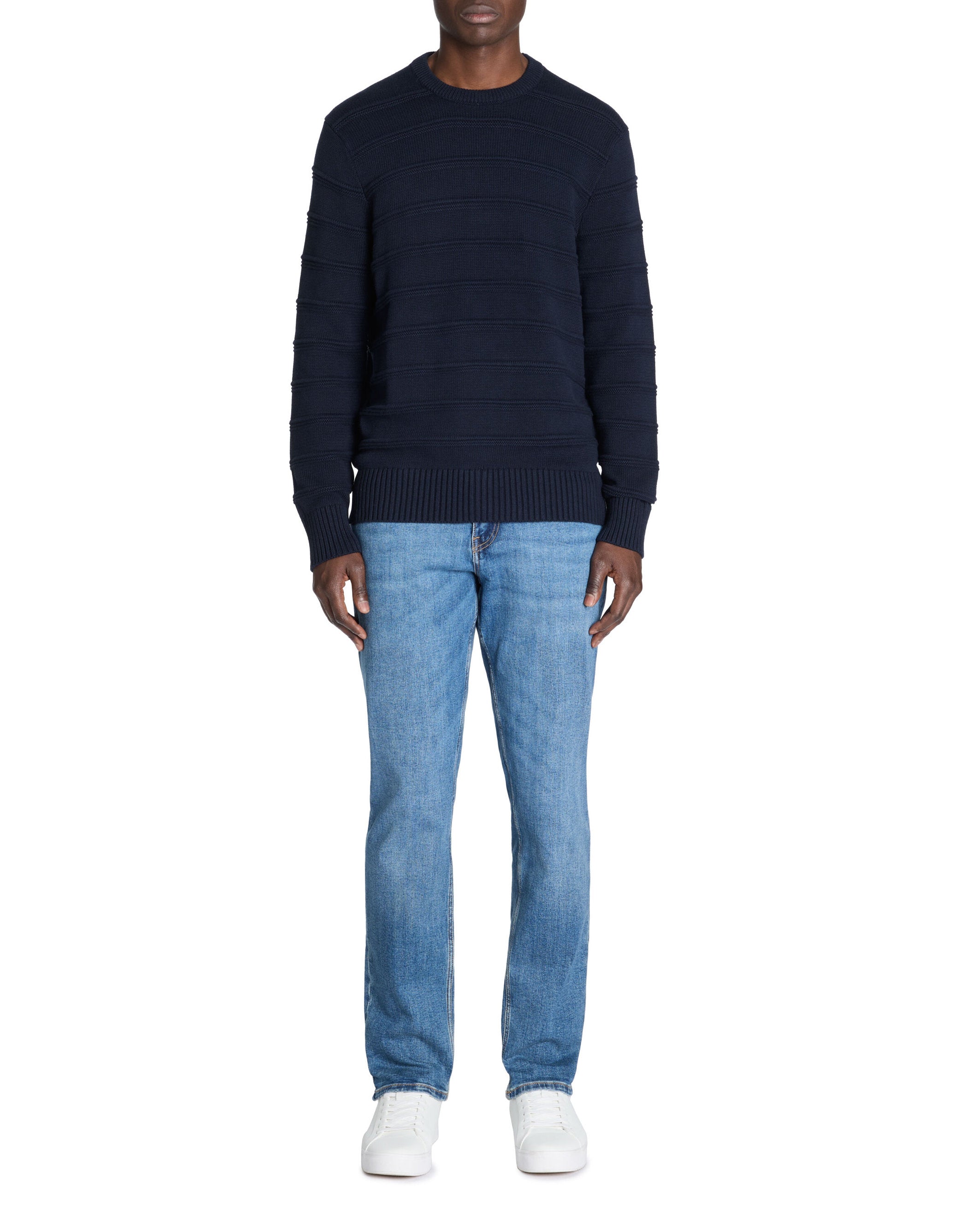Celio_Navy Blue 100% Cotton Round-Neck Sweater_LEAARON_NAVY_01