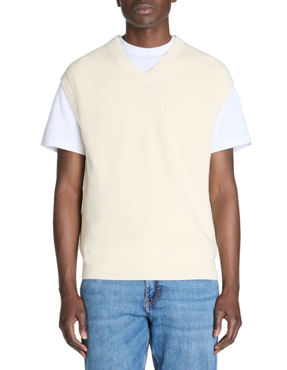 Celio_Ecru V-Neck Sweater 100% Cotton_LEAUSTI_NATURAL_02