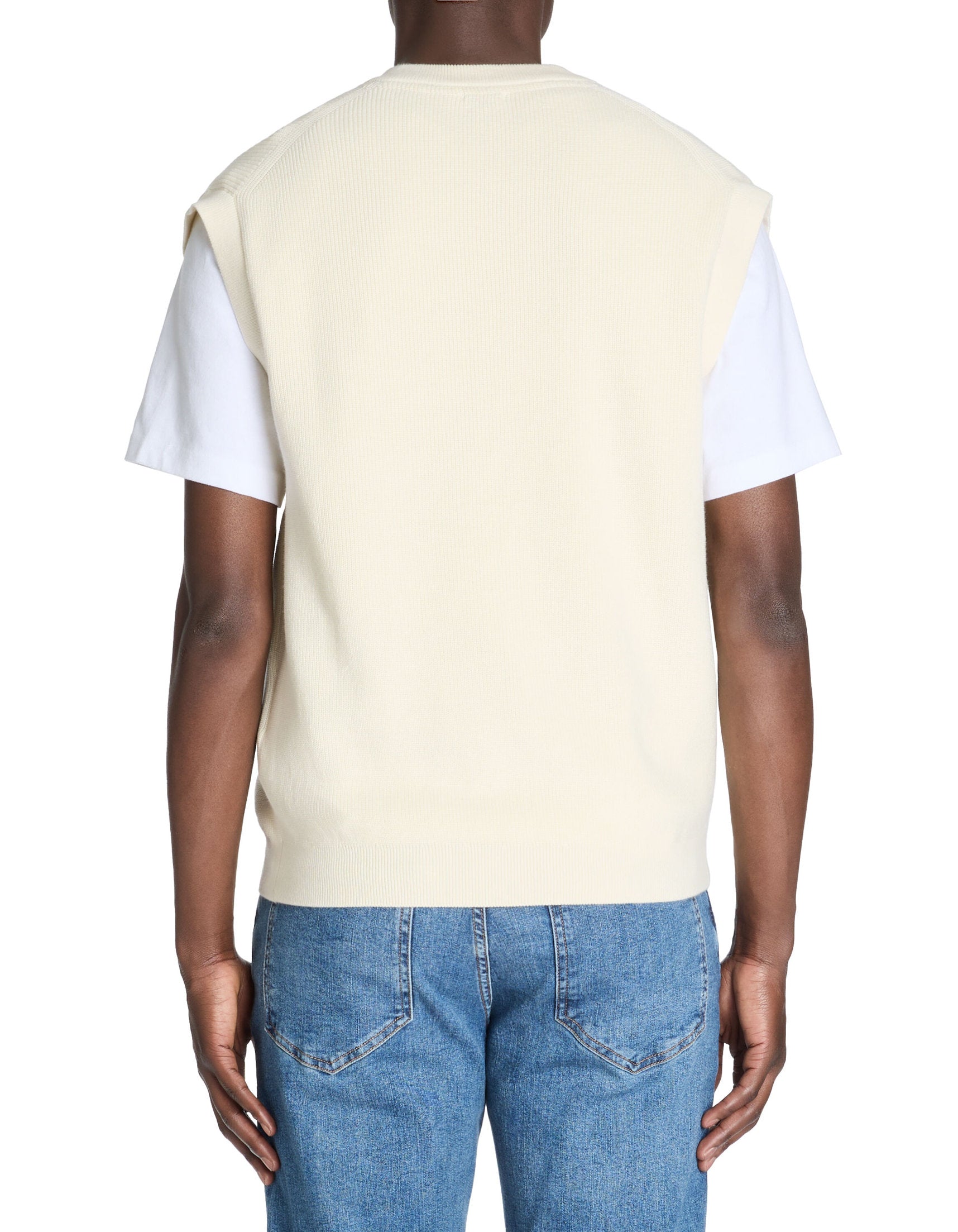 Celio_Ecru V-Neck Sweater 100% Cotton_LEAUSTI_NATURAL_03
