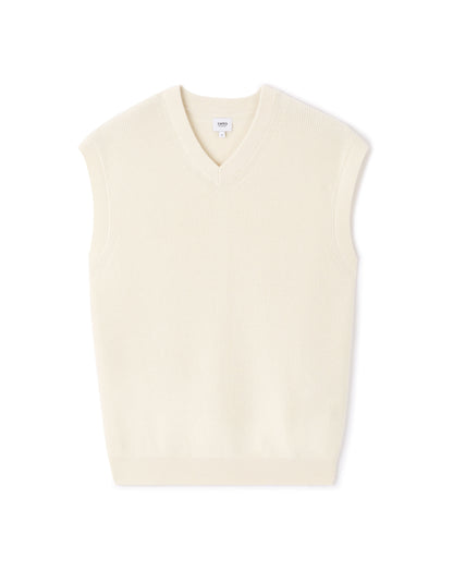 Celio_Ecru V-Neck Sweater 100% Cotton_LEAUSTI_NATURAL_04