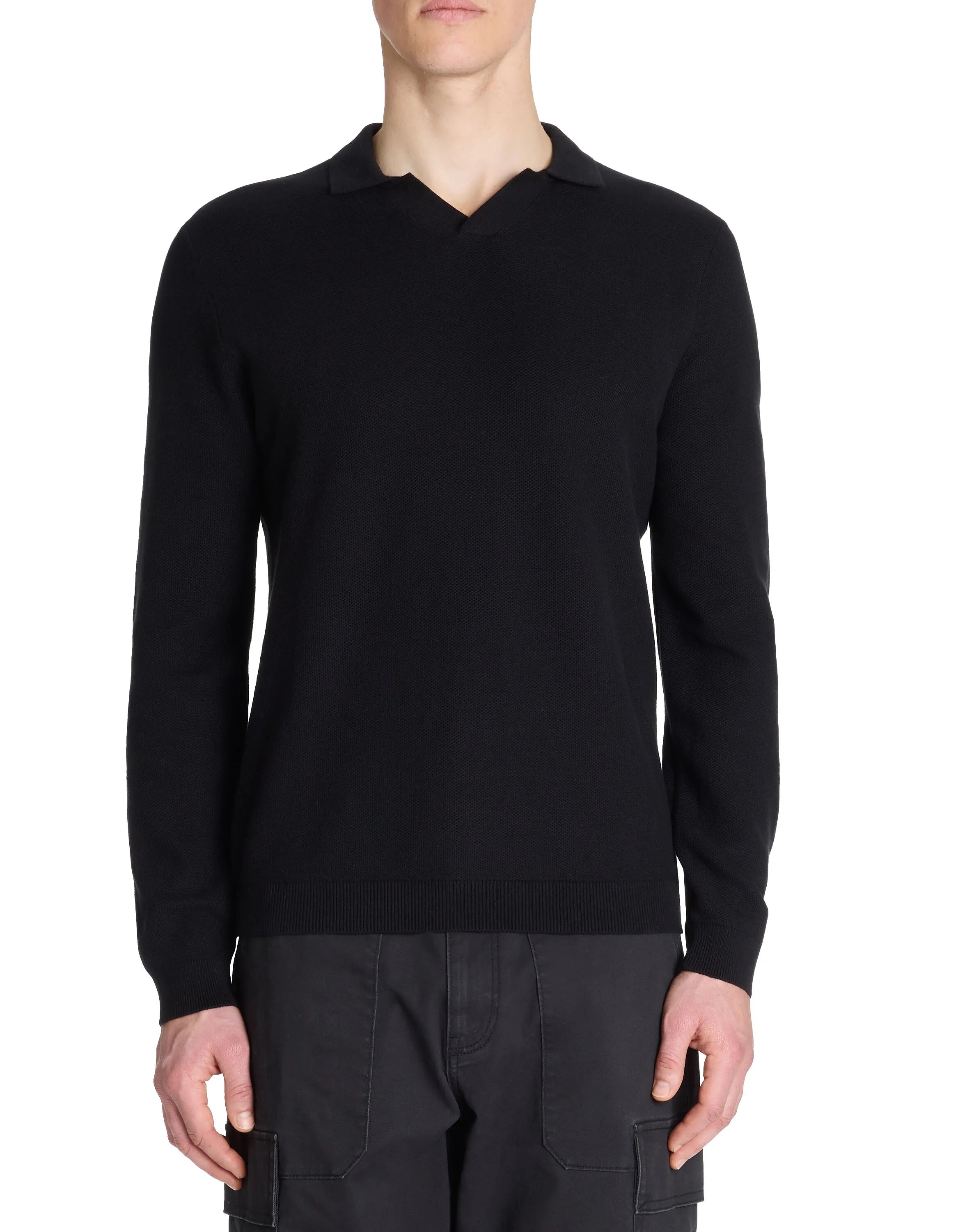 Celio_Black_100% Cotton Shark Neck Sweater_LEBIREQUIN_BLACK_01