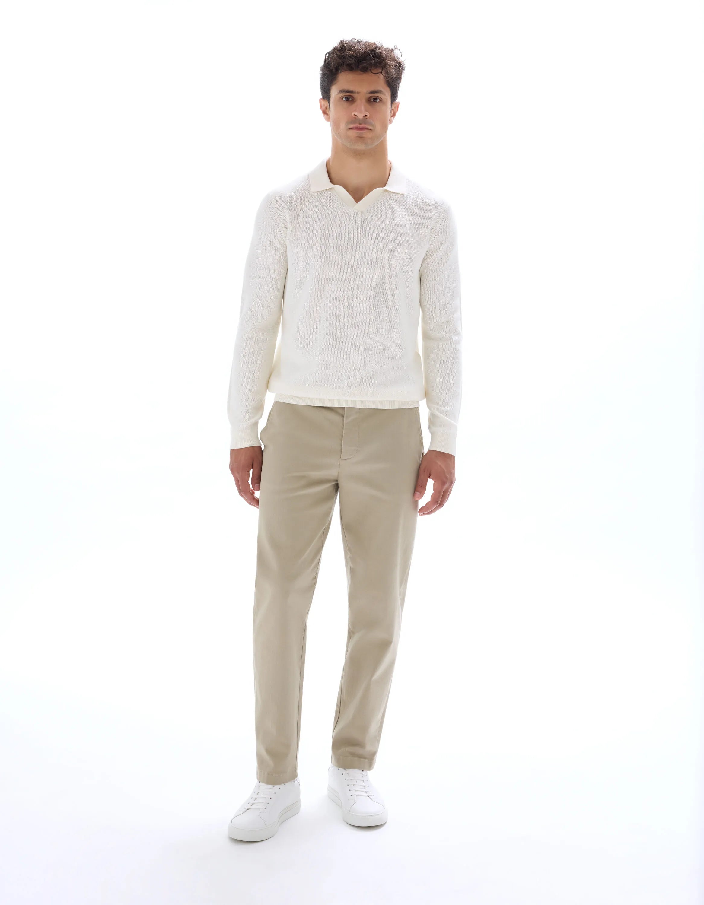 Celio_Ecru_100% Cotton Shark Neck Sweater_LEBIREQUIN_ECRU_02