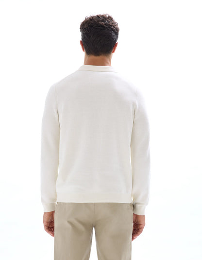 Celio_Ecru_100% Cotton Shark Neck Sweater_LEBIREQUIN_ECRU_03
