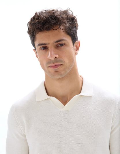 Celio_Ecru_100% Cotton Shark Neck Sweater_LEBIREQUIN_ECRU_04