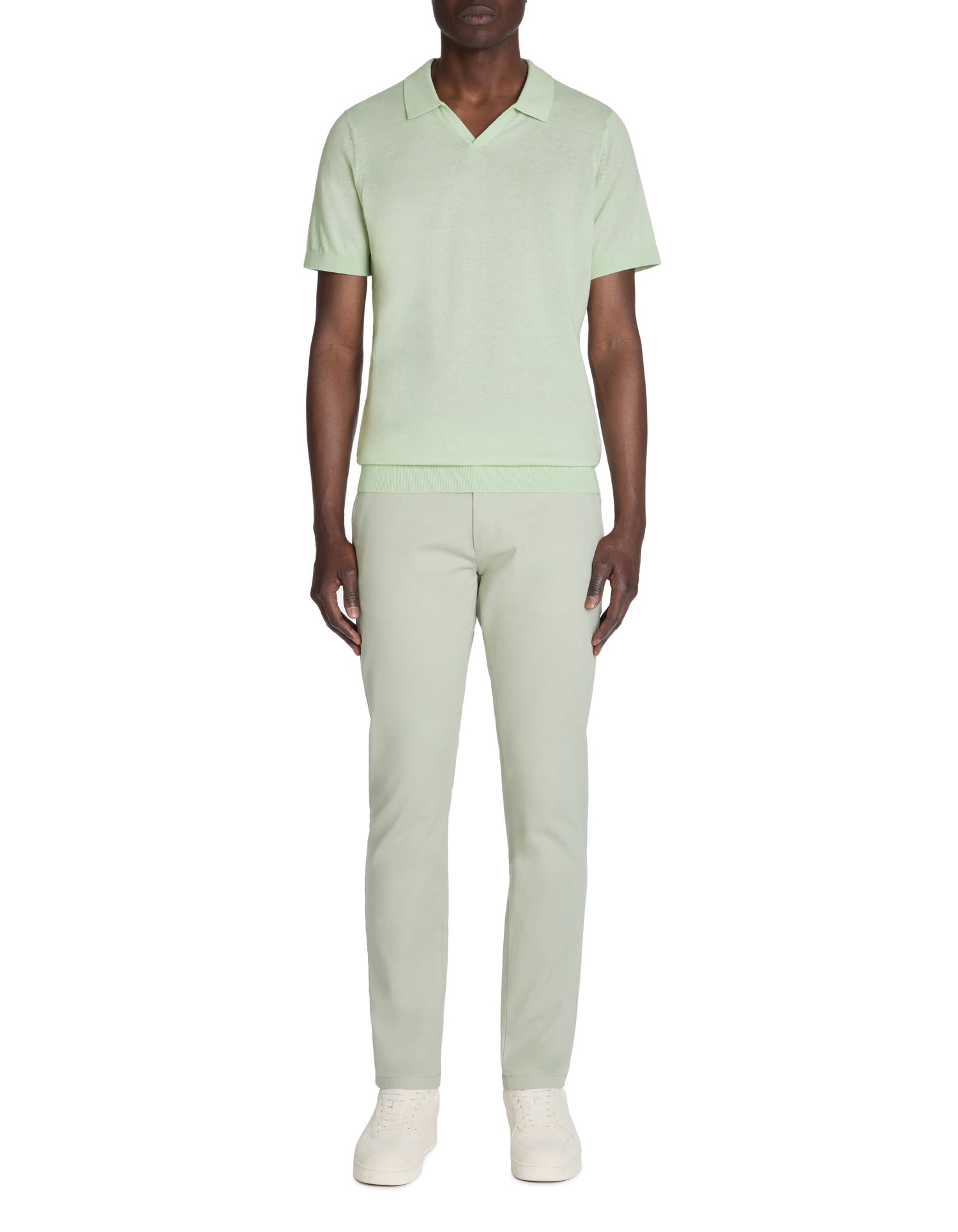 Celio_Green Slim Polo Shirt in 100% Cotton Knit_LECESAR_MINERAL GREEN_01