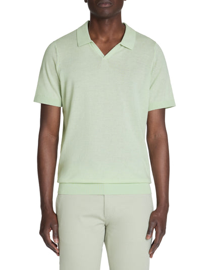 Celio_Green Slim Polo Shirt in 100% Cotton Knit_LECESAR_MINERAL GREEN_02