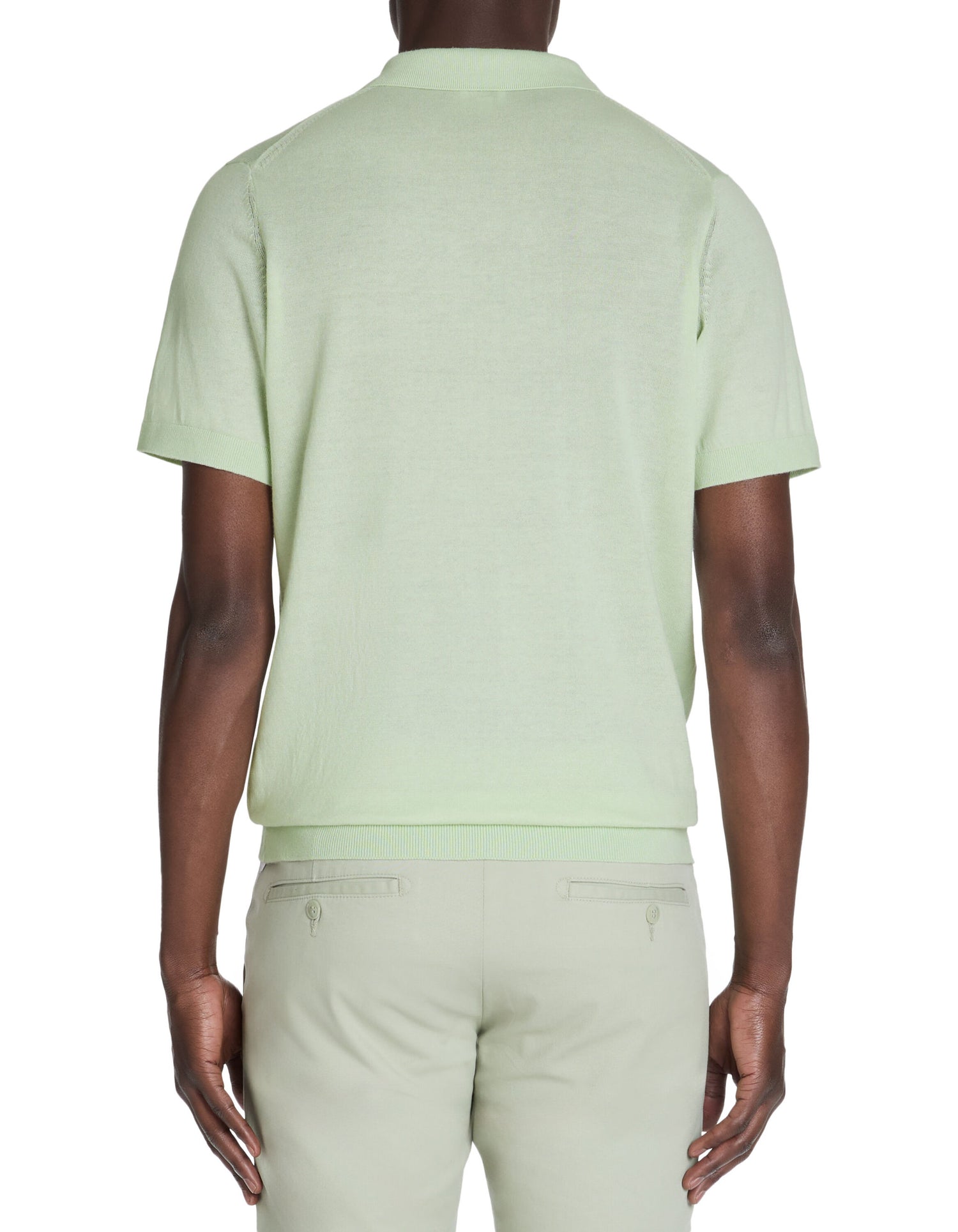 Celio_Green Slim Polo Shirt in 100% Cotton Knit_LECESAR_MINERAL GREEN_03