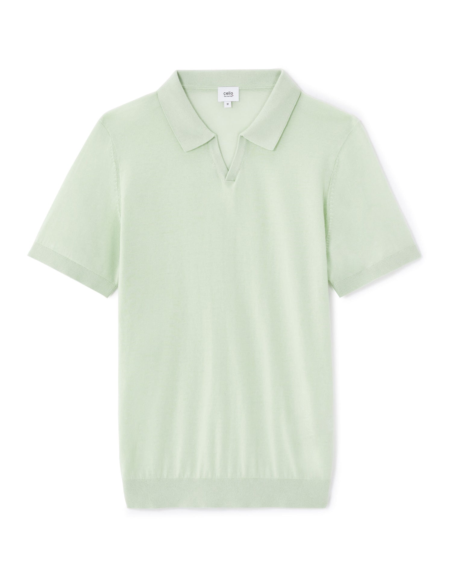 Celio_Green Slim Polo Shirt in 100% Cotton Knit_LECESAR_MINERAL GREEN_04