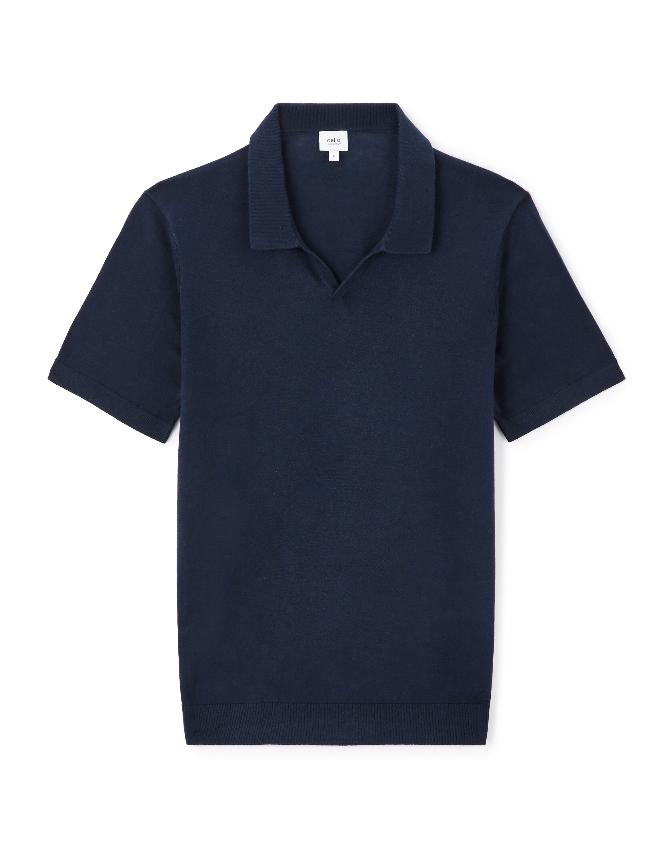 Celio_Navy Blue Slim Polo Shirt in 100% Cotton Knit_LECESAR_NAVY_05