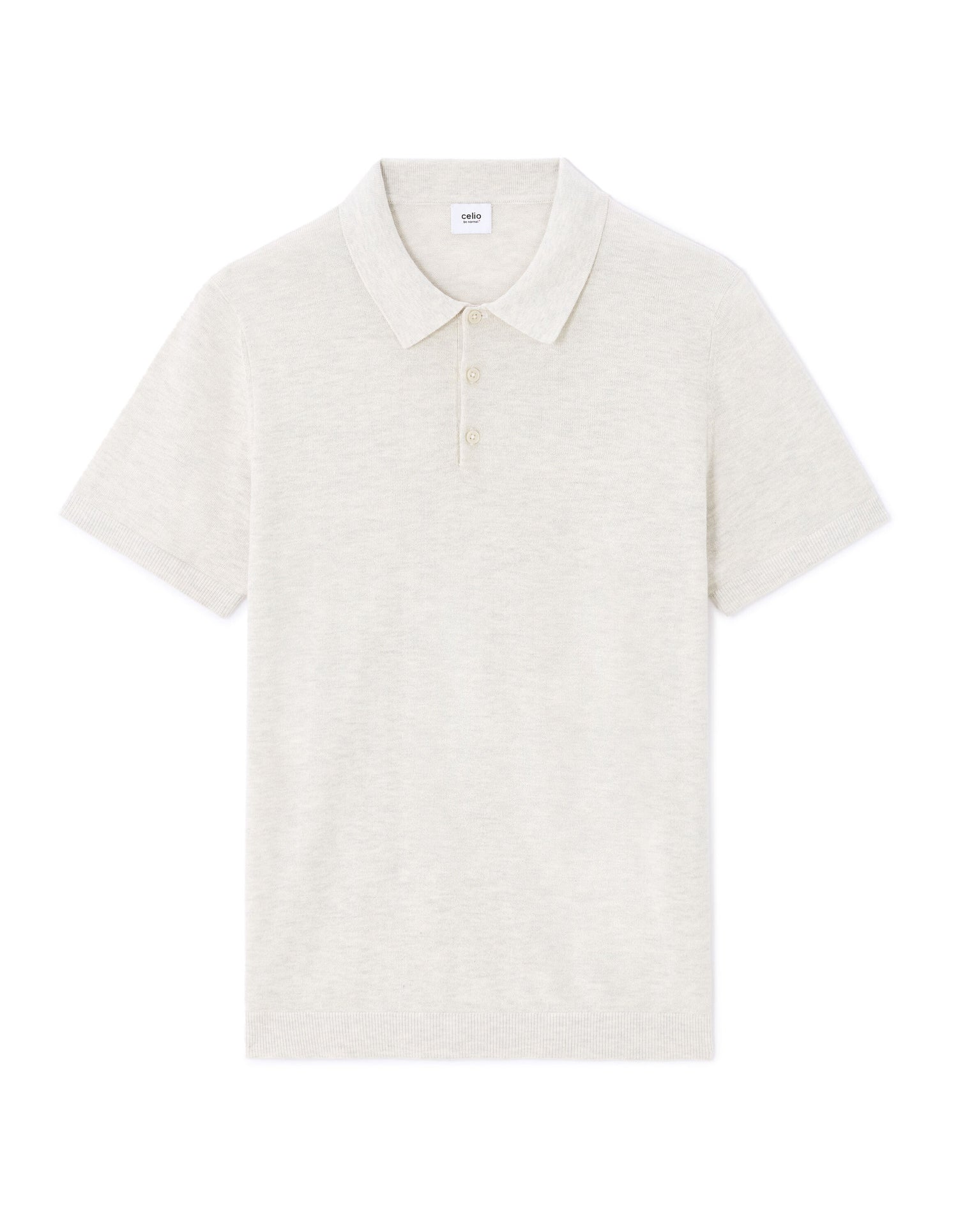 Celio_Ecru Slim Polo Shirt in Cotton Blend Knit_LECLOVIS_ECRU MEL_05