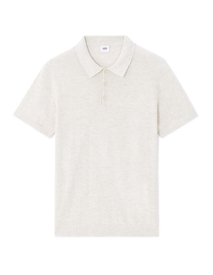 Celio_Ecru Slim Polo Shirt in Cotton Blend Knit_LECLOVIS_ECRU MEL_05