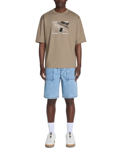 Celio_Taupe Oversized T-Shirt Round Neck 100% Cotton_LECLUB_TAUPE_01