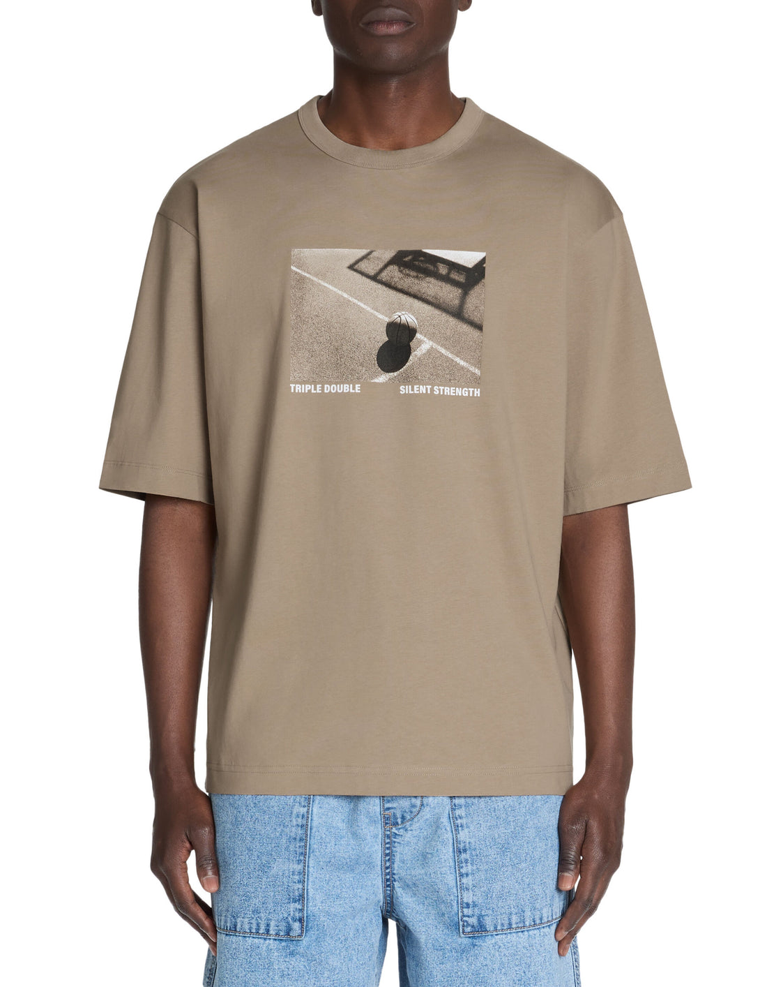 Celio_Taupe Oversized T-Shirt Round Neck 100% Cotton_LECLUB_TAUPE_02